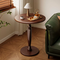 Table d'appoint ronde en bois massif français, petite table basse, meuble de chevet pour salon, chambre, balcon
