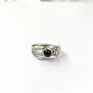 Bague en onyx noir, argent sterling 925, bague en pierre précieuse, onyx noir, collection artisanale, bagues fines, bijoux en argent, prix de gros - Product Image 1