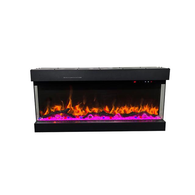 High End Smart 3 Sided Electric Fireplace 13 Color Realistic Flame Durable Metal Construction for Hotels OEM ODM Factory