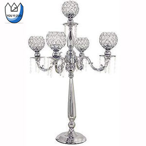 YOUYIZUO Luxury Gold Clear Beads 5 brs argento portacandele antiche candelabri moderni <span class=keywords><strong>lampadario</strong></span> in cristallo di metallo - Product Image 6