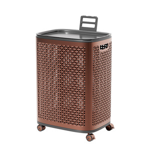 Laundry <b>Basket</b> Covered <b>Storage</b> <b>Large</b> Size With Wheels For Home Bathroom Bedroom Clothing Organizer Eco Friendly Rectangle - Product Image 5