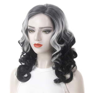 Nuova <span class=keywords><strong>parrucca</strong></span> moda <span class=keywords><strong>donna</strong></span> copricapo in fibra chimica grigio nero lunghi capelli ricci Cross-border vecchia signora argento grigio <span class=keywords><strong>parrucca</strong></span> - Product Image 2