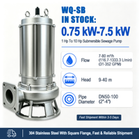 Pompe submersible pour eaux usées en acier inoxydable 304 YL WQ-S, à bride carrée GB, anti-colmatage, moteur entièrement en cuivre, IP68, basse pression, usage commercial