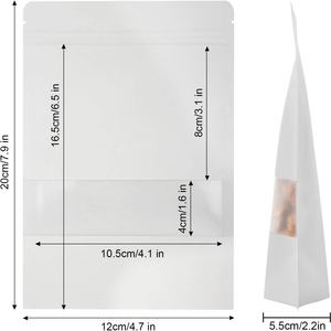 Bolsa de Papel Kraft Blanca de Alta Calidad en Existencia con Ventana y Logotipo Personalizado, Diseñada para Alimentos, Dulces y Bocadillos - Product Image 3