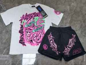 เสื้อยืดสต็อกเฮลล์สตาร์ ชุดเซ็ตโอเวอร์ไซส์ สไตล์ฮิปฮอป สตรีทแวร์ ดีไซน์วินเทจ ผ้าฝ้ายฟอกสี เสื้อยืดแขนสั้น ชุดเซ็ตเสื้อยืดผู้ชาย - Product Image 2