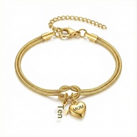 Bracelet ajustable en acier inoxydable 316 avec chaîne serpent, breloque cœur vierge personnalisable, bijoux plaqués or 18 carats PVD pour femme