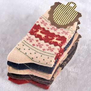 Chaussettes pour femmes chaudes d'automne <span class=keywords><strong>et</strong></span> d'hiver Chaussettes en <span class=keywords><strong>laine</strong></span> de lapin de cerf en <span class=keywords><strong>soie</strong></span> dorée de Noël - Product Image 5