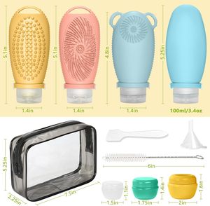 3-Piece Portable Reusable Leak Proof Soft Silicone Travel Cosmetic <b>Bottles</b> 100ml TSA Approved Lotion Set with Carabiner - Product Image 3