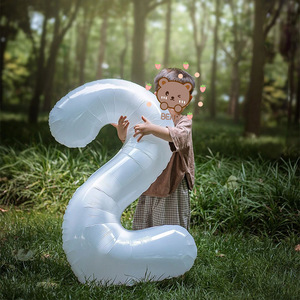 Couleur Feuille Hélium Nombre Ballons Décorations D'anniversaire En Gros <span class=keywords><strong>2023</strong></span> Nouveau 40 pouces pour La Conception De Mariage En Forme Numérique Blanc Unique - Product Image 2