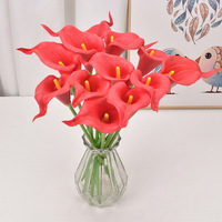 Fleurs artificielles en PU de 34 cm, calla lily écologiques, mini, toucher réel, décoration d'intérieur, fête des mères, remise de diplôme, Pâques, Noël, Halloween