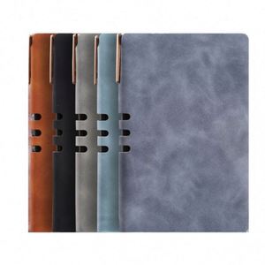 A5 Leather Hardcover Printed Notebook with 100 Sheets for Business Guest <b>Book</b> and Wellness Journal - Product Image 1