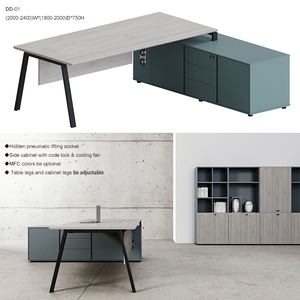 Escritorio de oficina ejecutivo convertible azul moderno personalizado al por mayor muebles comerciales elegantes para oficina moderna de madera para gerente - Product Image 2