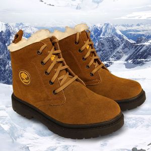 Bottes de neige pour hommes, chaudes, doublées de fourrure, antidérapantes, semelle injectée, lacets avant, taille adulte 40 41 42 43 44 45 46 47 - Product Image 1