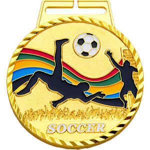 Médailles de sport personnalisées en métal 3D sur mesure, découpées, avec ruban plaqué or pour les récompenses de football 2026 - Product Image 1
