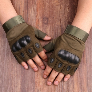 Guantes Tácticos Deportivos DFTG201 de Medio Dedo para Actividades al Aire Libre, Ciclismo, Camping, Caza, con Nudillos Reforzados, Color Caqui - Product Image 4