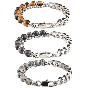 Encanto <span class=keywords><strong>de</strong></span> moda, cuentas <span class=keywords><strong>de</strong></span> piedra <span class=keywords><strong>de</strong></span> 8MM y pulsera <span class=keywords><strong>de</strong></span> acero inoxidable, pulsera <span class=keywords><strong>de</strong></span> brujería <span class=keywords><strong>de</strong></span> piedra <span class=keywords><strong>de</strong></span> cristales, uso diario adecuado para Unisex - Product Image 1