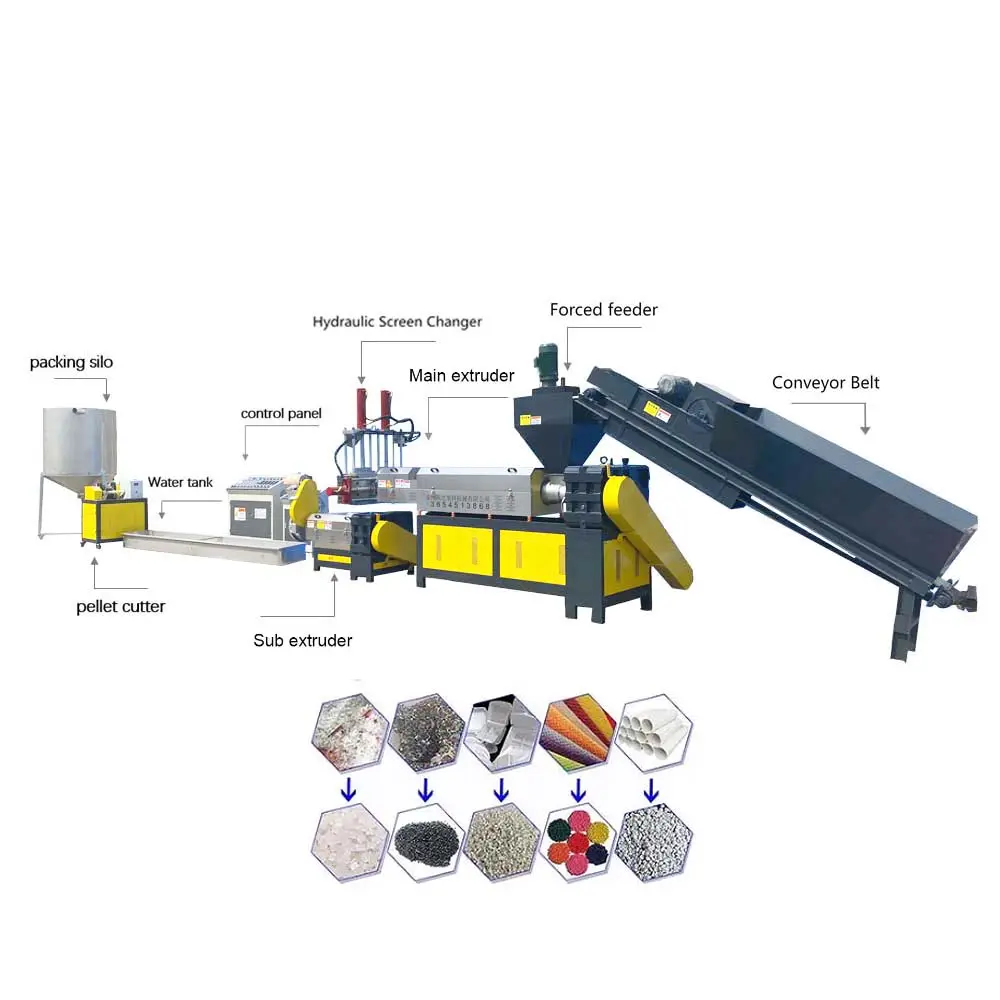 Đa chức năng chất thải nhựa tái chế PELLET hạt làm cho máy đùn granulator agglomerator granulating pelletizer máy