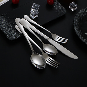 Stainless Steel Cutlery Set 1010 For Home Hotel Dining Dishwasher Safe Western Flatware Knife Fork <b>Spoon</b> Solid Color - Product Image 1