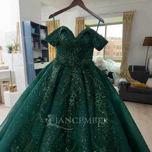 Jancember ANY21 Vintage Dark Green <b>Lace</b> Tulle Fabric Evening Party 15 Girls Dress - Product Image 4