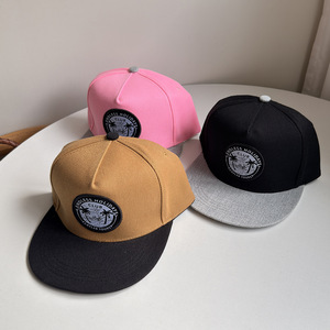 Etiqueta Redonda Tejida Personalizada, Seis Paneles, Visera Plana, Algodón, Dos Tonos, Deporte, Exterior, Gorra de Béisbol, Fabricante OEM - Product Image 1