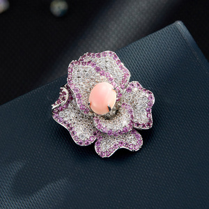 Flower Brooch Zinc Alloy Micro Inlay Conch Shell Women's Party Jewelry - Product Image 1