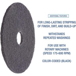 Boardwalk BWK4019HIP High Performance 19\" Stripping <b>Floor</b> Pads Grayish Black 5/Carton Commercial Cleaners - Product Image 3