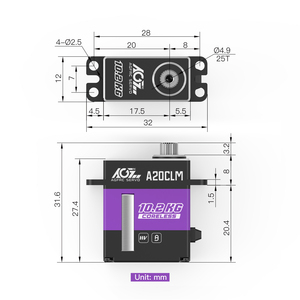 A20CLM Volledig aluminium behuizing 0,093 sec Hoogspanning programmeerbare digitale mini-<span class=keywords><strong>servo</strong></span> voor vliegtuigen/vliegtuigen/helikopters Swashplate - Product Image 2