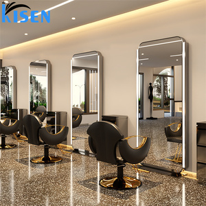 KISEN Stainless Steel Salon Display Cabinet Dressing <b>Table</b> And Storage Shelves Two-way With LED Light Makeup For Barber Shop Use - Product Image 3
