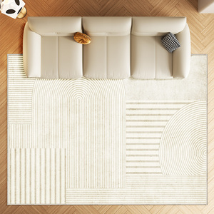 <span class=keywords><strong>Tappeto</strong></span> <span class=keywords><strong>moderno</strong></span> a forma di rettangolo della metà del secolo per la casa con motivi a strisce in poliestere resistente color <span class=keywords><strong>marrone</strong></span> e <span class=keywords><strong>Beige</strong></span> - Product Image 3