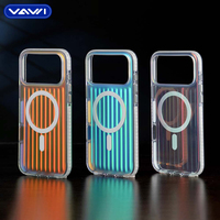 VAWI B181 Étui de téléphone magnétique en métal ondulé avec peinture en métal ondulé résistant aux chocs pour 13 14 15 16 17 Pro Max Coque de téléphone colorée