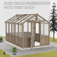 Nouveauté Serre pour plantes à fleurs facile à assembler, écologique, avec cadre en bois et en métal, toit ventilé en polycarbonate