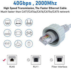 Mạng cat8 40Gbps 2000 MHz vá dây <span class=keywords><strong>Ethernet</strong></span> cáp RJ45 kết nối LAN <span class=keywords><strong>Cable</strong></span> (RJ45 để <span class=keywords><strong>6pin</strong></span> thiết bị đầu cuối) - Product Image 3
