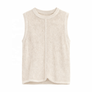 <span class=keywords><strong>Gilet</strong></span> Senza Maniche da <span class=keywords><strong>Uomo</strong></span> Personalizzato, Traspirante, <span class=keywords><strong>Beige</strong></span>, a Maglia Aperta, Collo Tondo, Top Casual Estivo per Stratificazione, 100% Cotone - Product Image 1