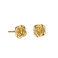 Zierliche Gold Vermeil S925 Silber Rosen-Ohrstecker Sterling Silber Skulpturierte Blumen-Ohrstecker