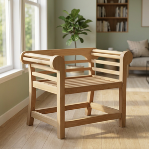 Modern Solid <b>Teak</b> Outdoor Dining Arm <b>Chair</b> with Low Back Non-Foldable GC011 Enterprise Model for Park & Courtyard Use - Product Image 2