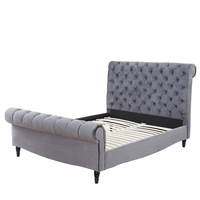 Wills oon Luxus High Head board Schlitten bett Super King Size Black Button Tufted Holzrahmen Moderne Polstermöbel Leder