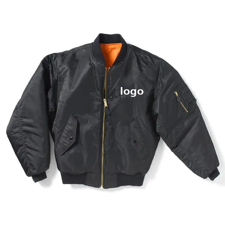 Jaqueta bomber de nylon para homens, jaqueta bomber acolchoada personalizada OEM com gola redonda e zíper de alta qualidade