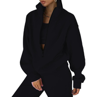 Usine européenne et américaine automne et hiver nouveau sac de pull à revers haut fermeture éclair sweat-shirt femme pull