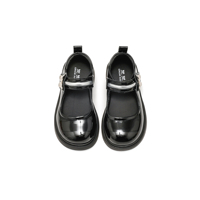 Chaussures de campus noires en PU pour enfants, avec sangle réglable et décor papillon, chaussures d'uniforme scolaire pour filles avec fermeture auto-agrippante, respirantes