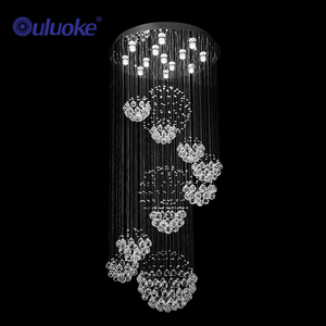 Prezzo di fabbrica grande salone decorativo Hotel hall scala sospesa montato moderno lampadario di cristallo a Led - Product Image 3