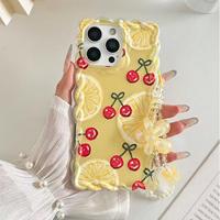 Coque de téléphone transparente motif citron et cerise pour iPhone 15, 17 Pro Max, 14, 13 – Édition Spéciale « Twists » – Coque arrière Funda
