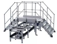 Escabeau modulaire industriel en aluminium amovible pour escalier avec mains courantes et garde-corps
