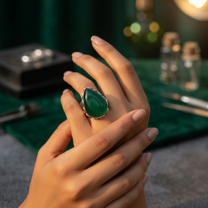 Bague en argent sterling 925 avec onyx vert, bijou unisexe en forme de main, style minimaliste, marque privée sous licence Art Palace - Product Image 4