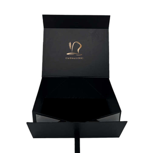 Boîte en papier <span class=keywords><strong>noir</strong></span> effondré de luxe personnalisée emballage de chaussure à fermeture magnétique par rabat coffrets cadeaux pliants pour bottes à talons hauts - Product Image 3