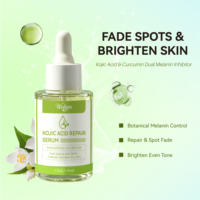 Suero Blanqueador con Ácido Kójico OEM 30ml, Aclarante Facial Natural con Cúrcuma en Botella de Vidrio con Gotero, Marca Privada para Cuidado de la Piel