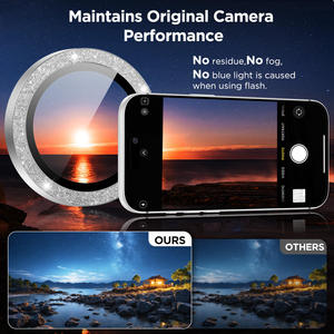 Protection d'objectif d'appareil photo en verre trempé 9H personnalisée en usine, couverture intégrale, avec paillettes et localisateur pour iPhone 17 Pro Max - Product Image 2