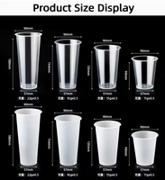 Gobelets en plastique transparent givré à paroi simple jetables de 500 ml en PP pour thé au lait à bulles Boba, café, jus et milkshake