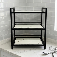 Étagère à vaisselle moderne en marbre - Étagère de rangement à trois niveaux pour assiettes et bols - Design portable