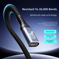 Câble d'extension Type-C à charge rapide, câble de données haute vitesse pour la mise en miroir d'écran 8K, USB 4.0 mâle-femelle, nylon de haute qualité