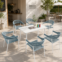 Silla de Comedor Comercial de Aluminio y Teslin con Cuerda para Exteriores FLD1204 para Proyectos de Hoteles, Resorts, Restaurantes y Patios
